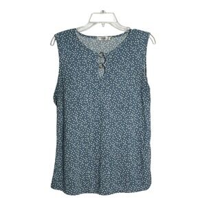 Cure Blue‎ Polka Dot Sleeveless Top Keyhole Blouse Ladies Size L